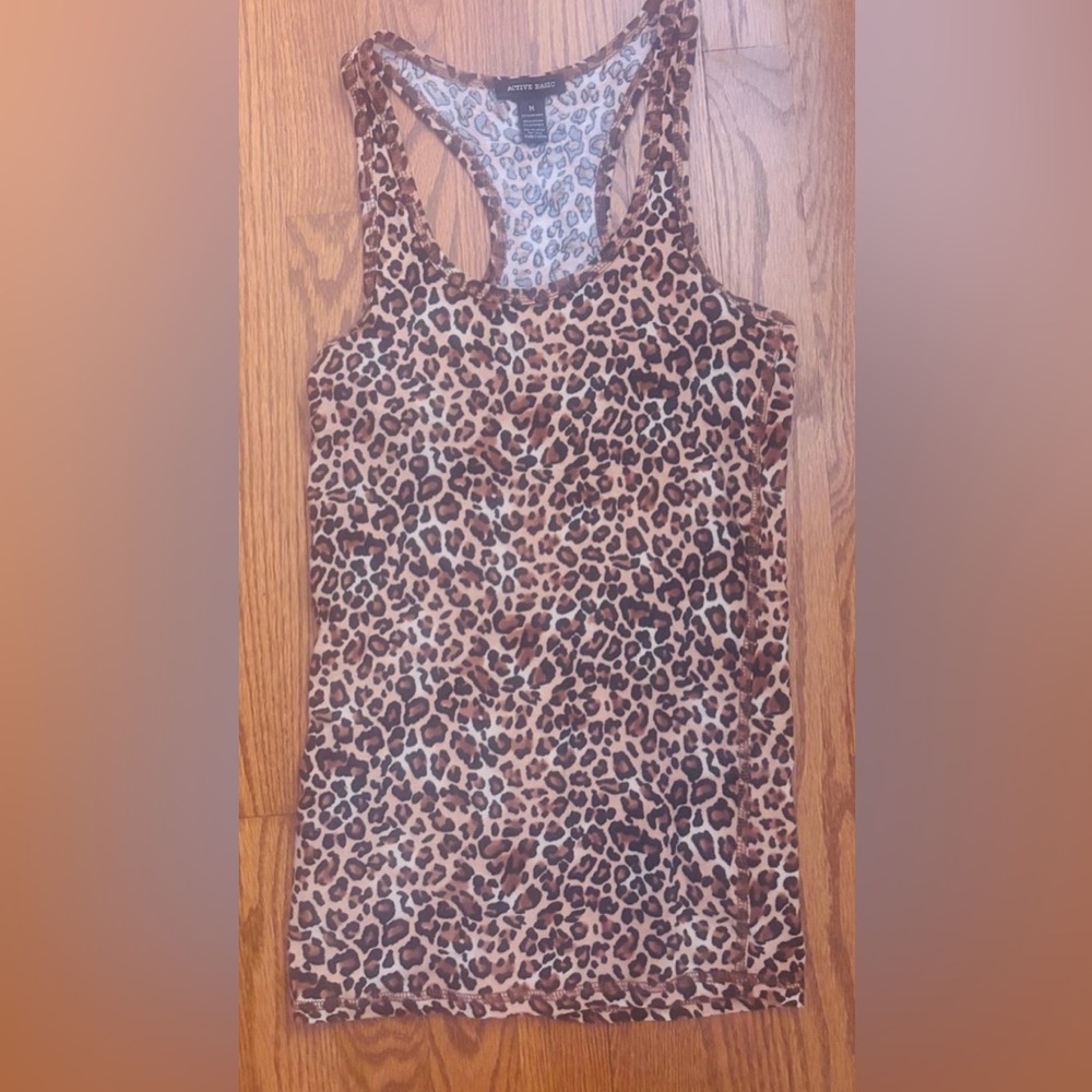 Leopard Print Tank Top Active Basic Women Size Medium NWOT